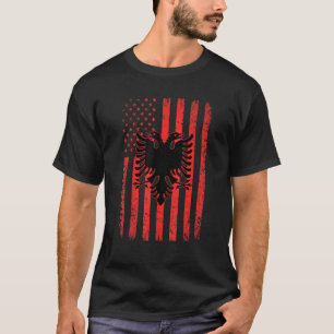 Albania Usa Flag Patriotic American Albanian Flag T-Shirt