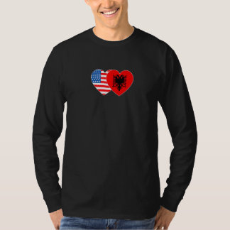 Albania &USA Flag Twin Heart for Albanian American T-Shirt