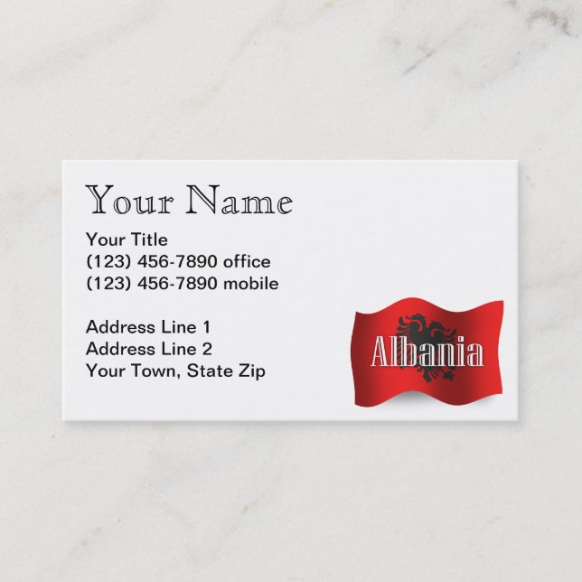 Albania Waving Flag Business Card (Front)