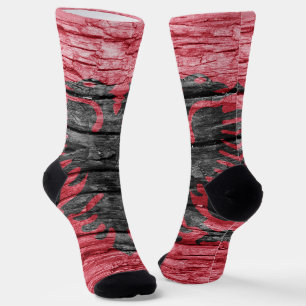 Albania wooden flag socks
