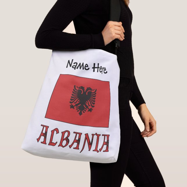 Albanian Albanian Flag Personalised  Crossbody Bag (Close Up)