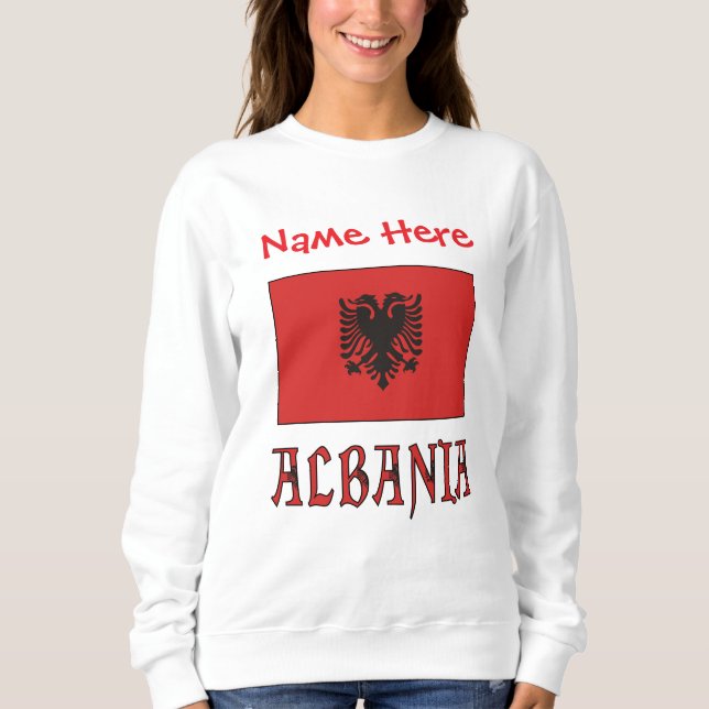 Albanian Albanian Flag Red Personalised Women's  Sweatshirt (Front)