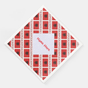 Albanian Albanian Flag Tiled Red Personalised  Napkin