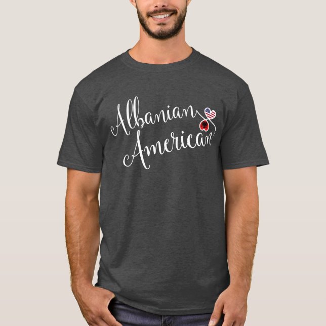 Albanian American Entwinted Hearts T-Shirt (Front)