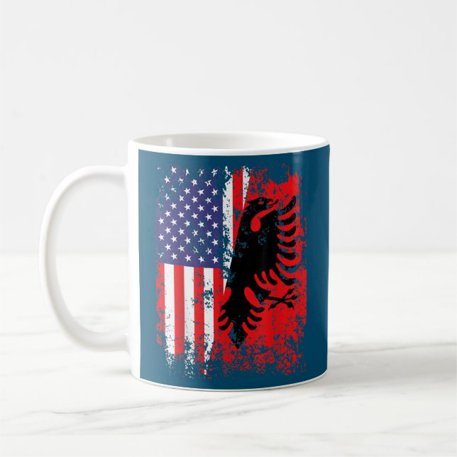 Albanian American Flag Patriotic USA Albania Flag Coffee Mug (Left)