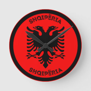 Albanian Black Eagle Circle Shape Round Clock