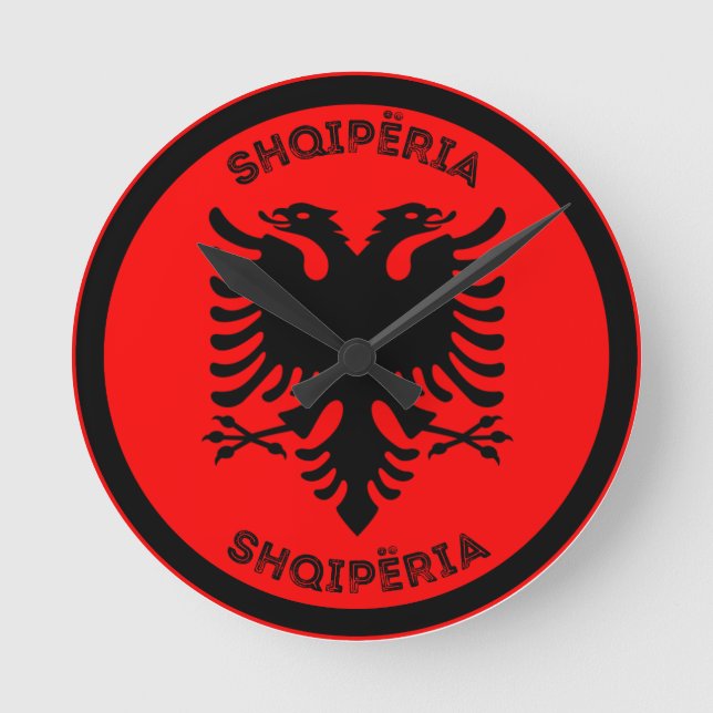 Albanian Black Eagle Circle Shape  Round Clock (Front)