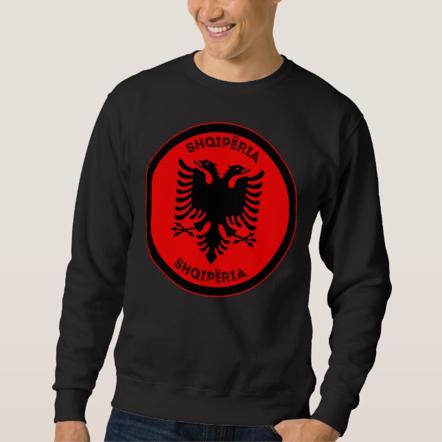 Albanian Black Eagle Circle Shape  Sweatshirt (Front)