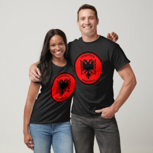 Albanian Black Eagle Circle Shape T-Shirt