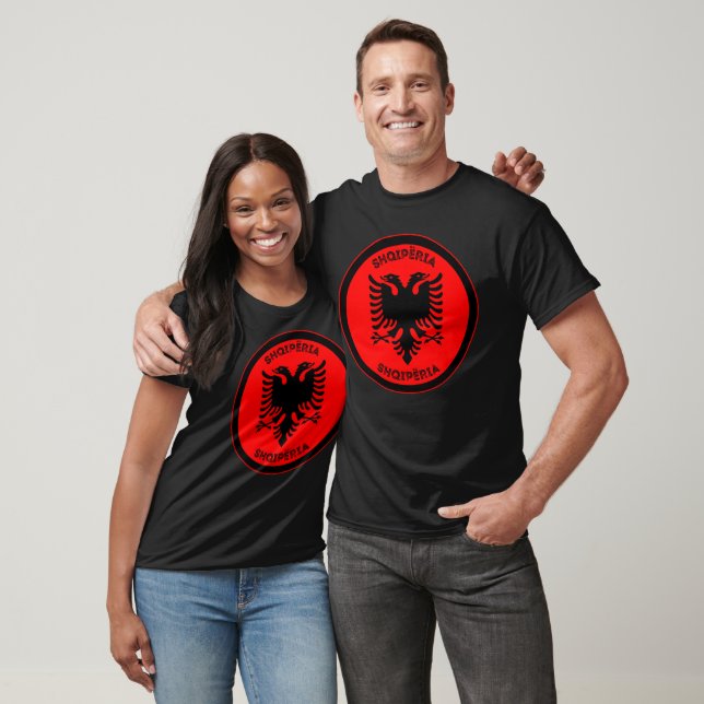 Albanian Black Eagle Circle Shape  T-Shirt (Unisex)