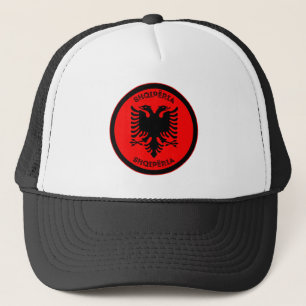 Albanian Black Eagle Circle Shape Trucker Hat