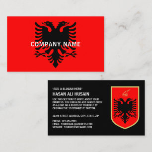 Albanian Coat of Arms, Flag of Albania Business Card