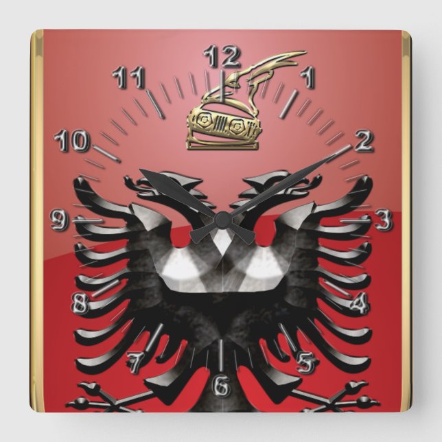 Albanian Coat of arms Square Wall Clock (Front)
