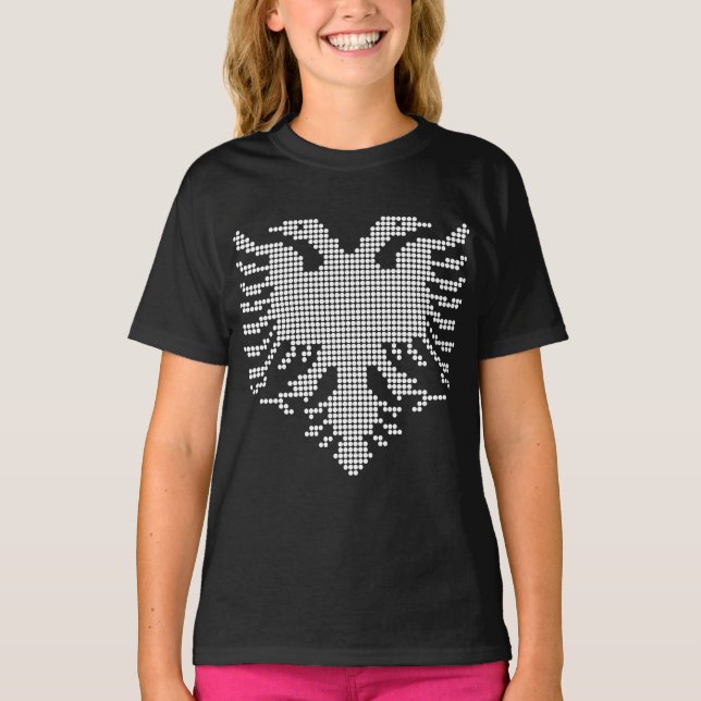 Albanian Double Headed Eagle Dotwork Emblem T-Shirt (Front)