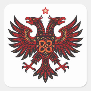 Albanian Double Headed Eagle Ethnic Art Die-Cut Square Sticker