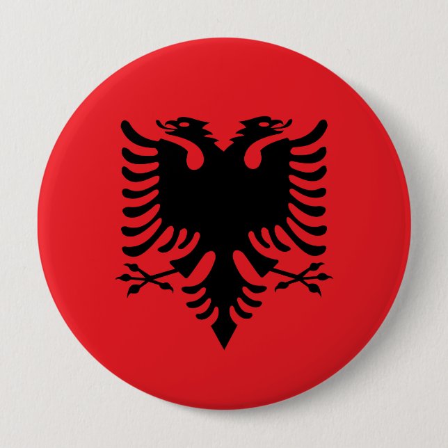 Albanian flag 10 cm round badge (Front)