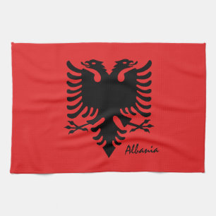 Albanian flag & Albania  cooking, fashion /sports Tea Towel
