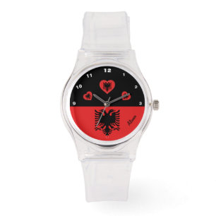 Albanian Flag & Albania fashion heart /sports fans Watch