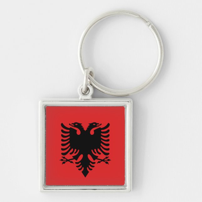 Albanian flag & Albania holiday, travel /sports Key Ring (Front)