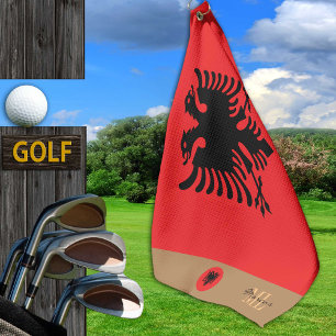 Albanian flag & Albania, monogrammed / Golf Towel