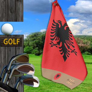 Albanian flag & Albania, monogrammed / Golf Towel