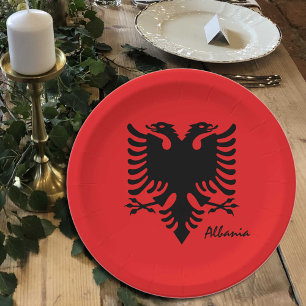 Albanian flag & Albania party patriots /sports Paper Plate