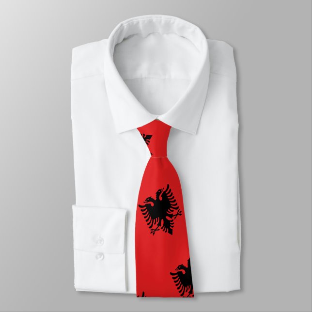 Albanian Flag & Albania travel, holiday /sport fan Tie (Tied)