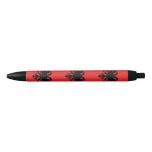 Albanian flag black ink pen
