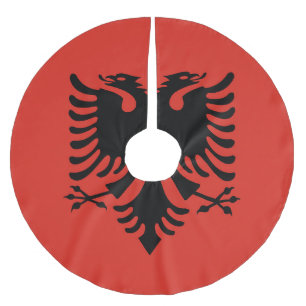 Albanian flag brushed polyester tree skirt