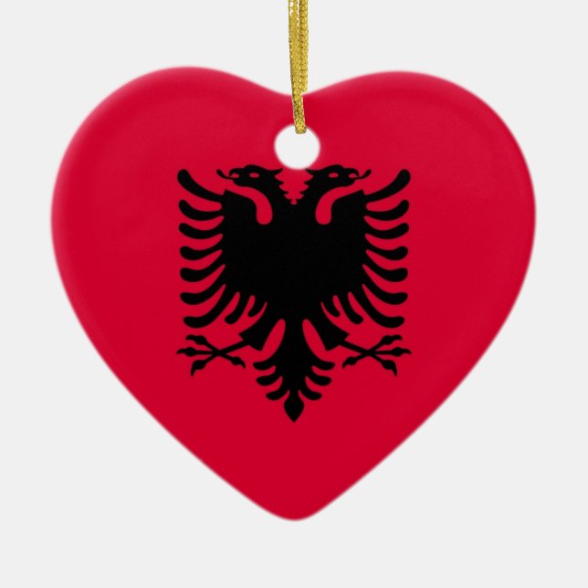 Albanian Flag Ceramic Tree Decoration (Front)
