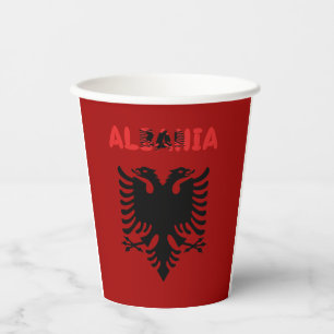 Albanian flag-coat arms paper cups