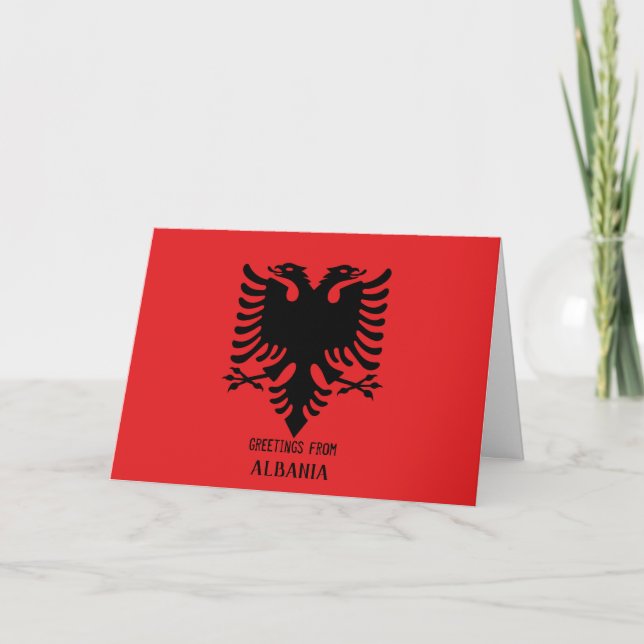 Albanian flag customisable horizontal card (Front)