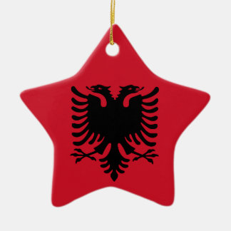 Albanian Flag on Ceramic Star Pendant Tree Decoration