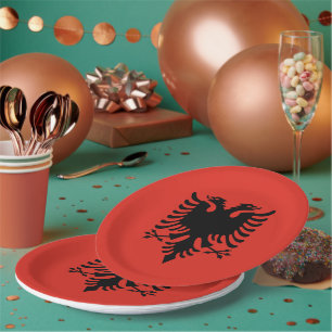 Albanian flag paper plate