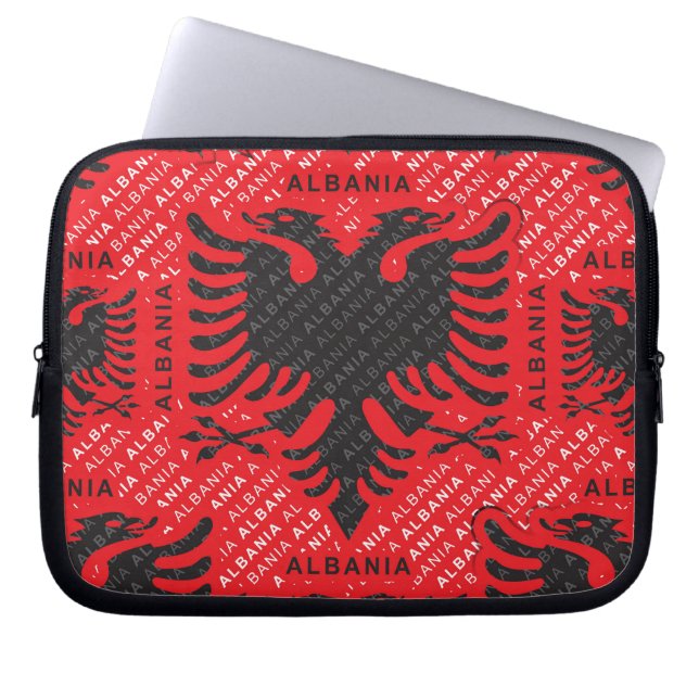 Albanian flag pattern 2 laptop sleeve (Front)