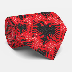 Albanian flag pattern 2 tie