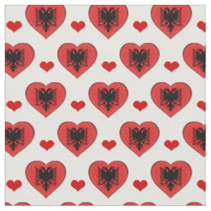 Albanian Flag & Red Heart fashion Fabric /Albania