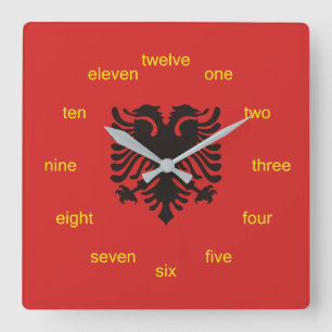 Albanian Flag Totally Square Wall Clock
