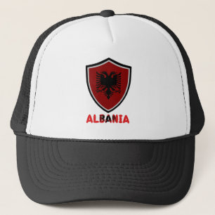Albanian flag trucker hat