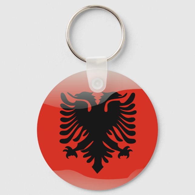 Albanian glossy flag key ring (Front)