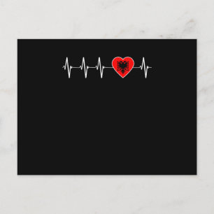 Albanian Heartbeat I Love Albania Flag Heart Pride Postcard