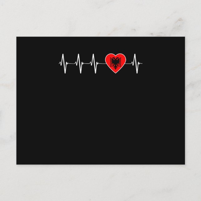 Albanian Heartbeat I Love Albania Flag Heart Pride Postcard (Front)
