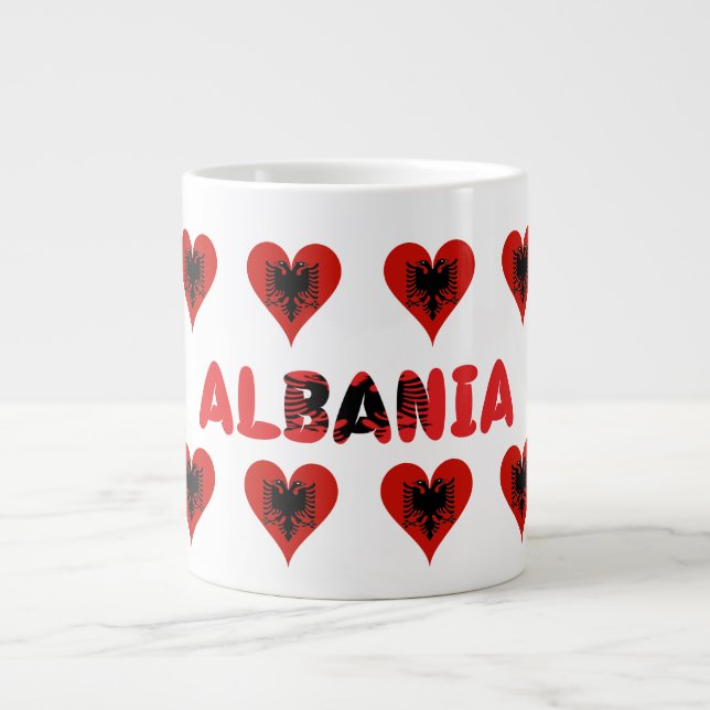 Albanian hearts large coffee mug (Front)
