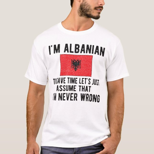 Albanian Heritage Albania Roots Albanian Flag T-Shirt (Front)