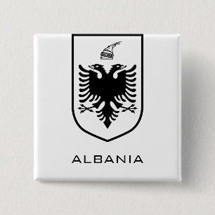 Albanian National Coat of Arms Heritage Ink 15 Cm Square Badge