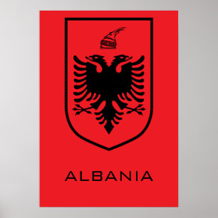 Albanian National Coat of Arms Heritage Ink Poster