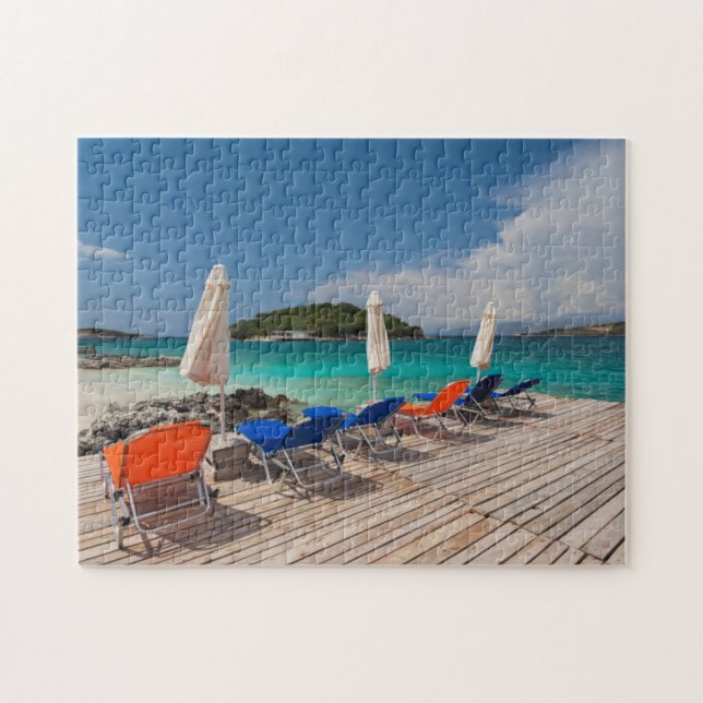 Albanian Riviera, Ksamil, town beachfront Jigsaw Puzzle (Horizontal)