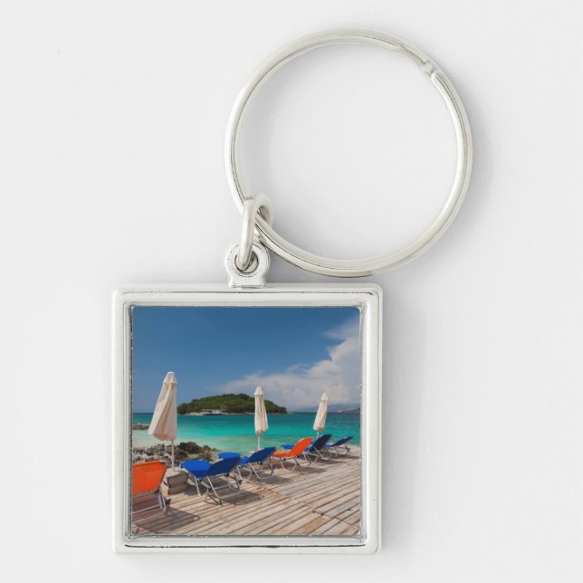 Albanian Riviera, Ksamil, town beachfront Key Ring (Front)