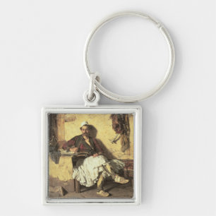 Albanian Sentinel Resting (Arnaueti) (oil on canva Key Ring