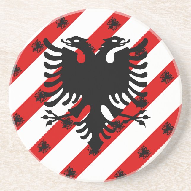 Albanian stripes flag coaster (Front)